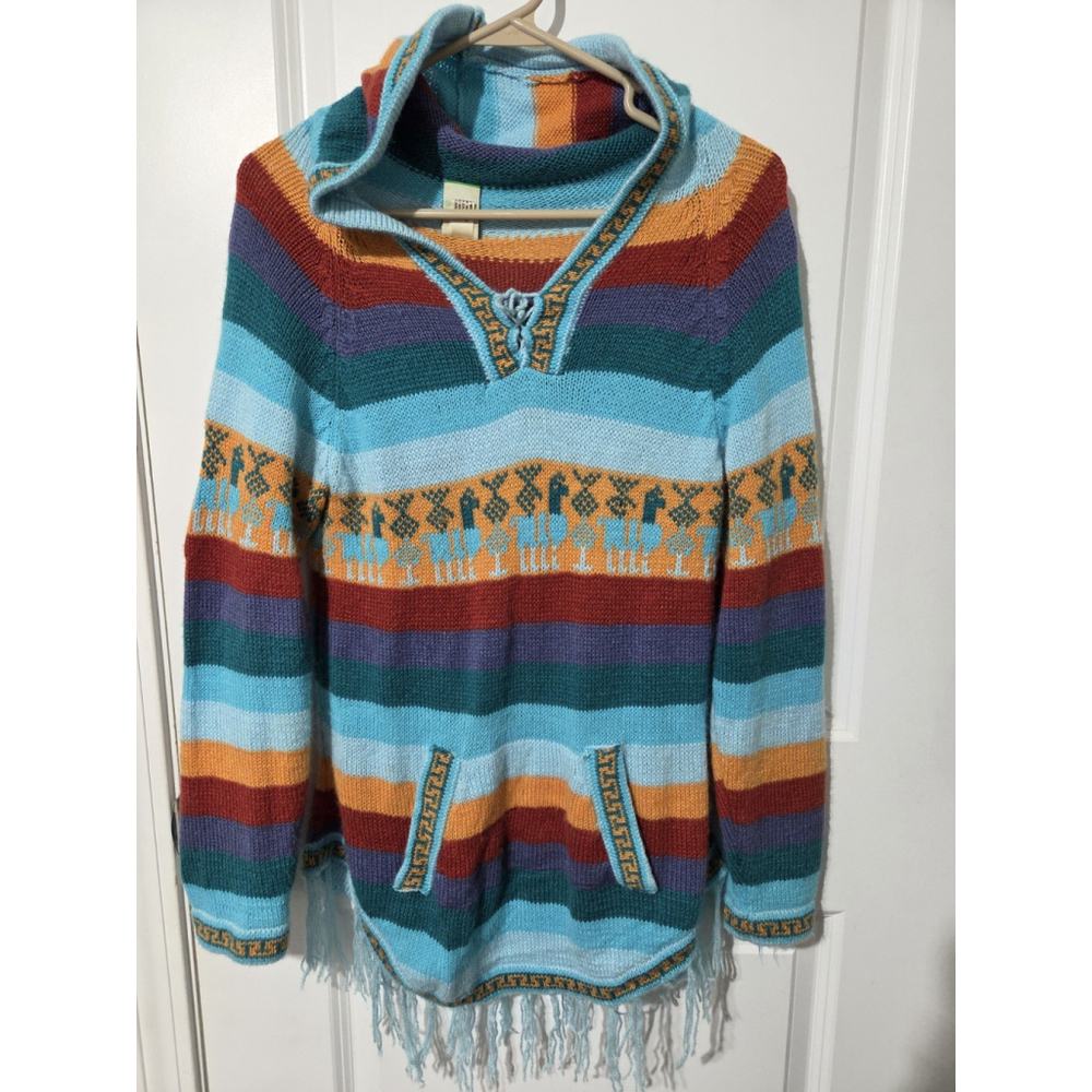 Alpaca Wool Jumper. Sweater with Hood. Made in Peru